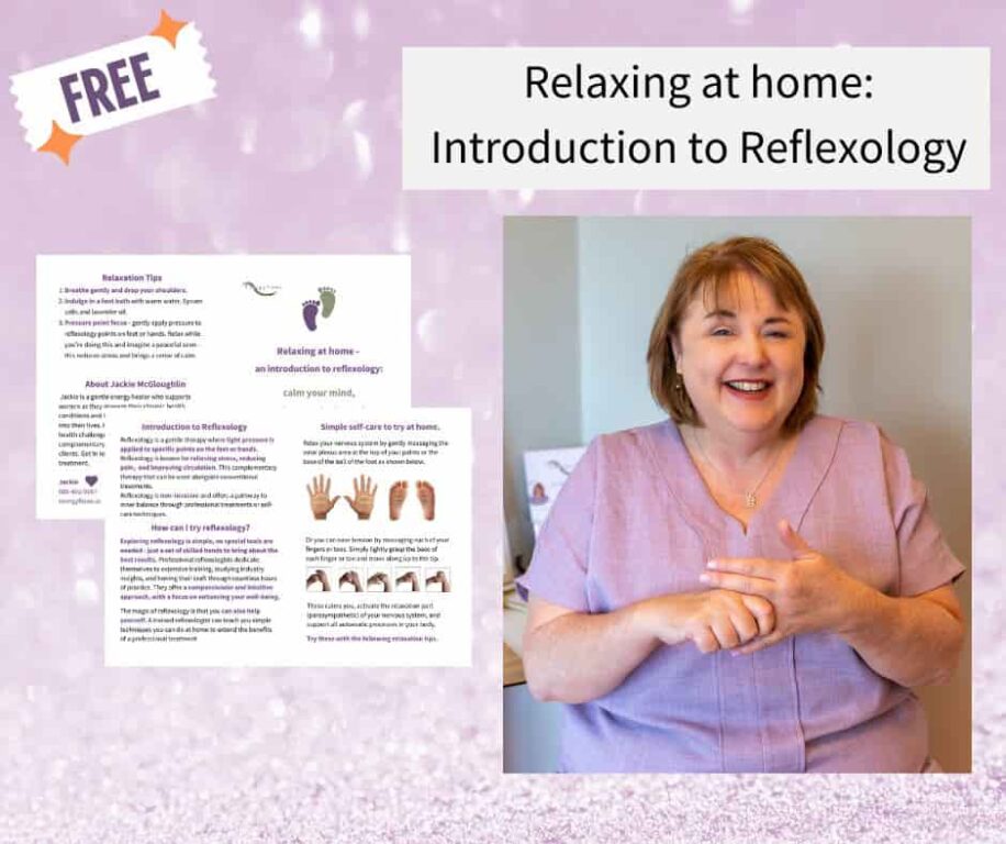 Offer of reflexology at home information from Jackie at Energy Flows.